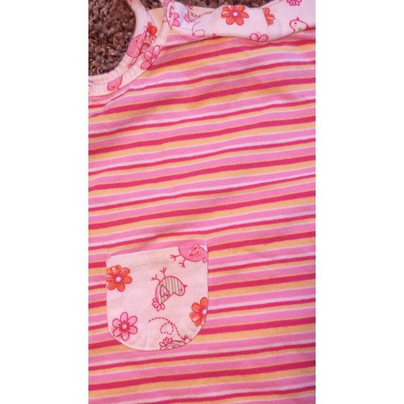 Girl's Size 9 M 6-9 Months Two Piece Pink White Striped Bird & Floral Dress & DC - Picture 4 of 5